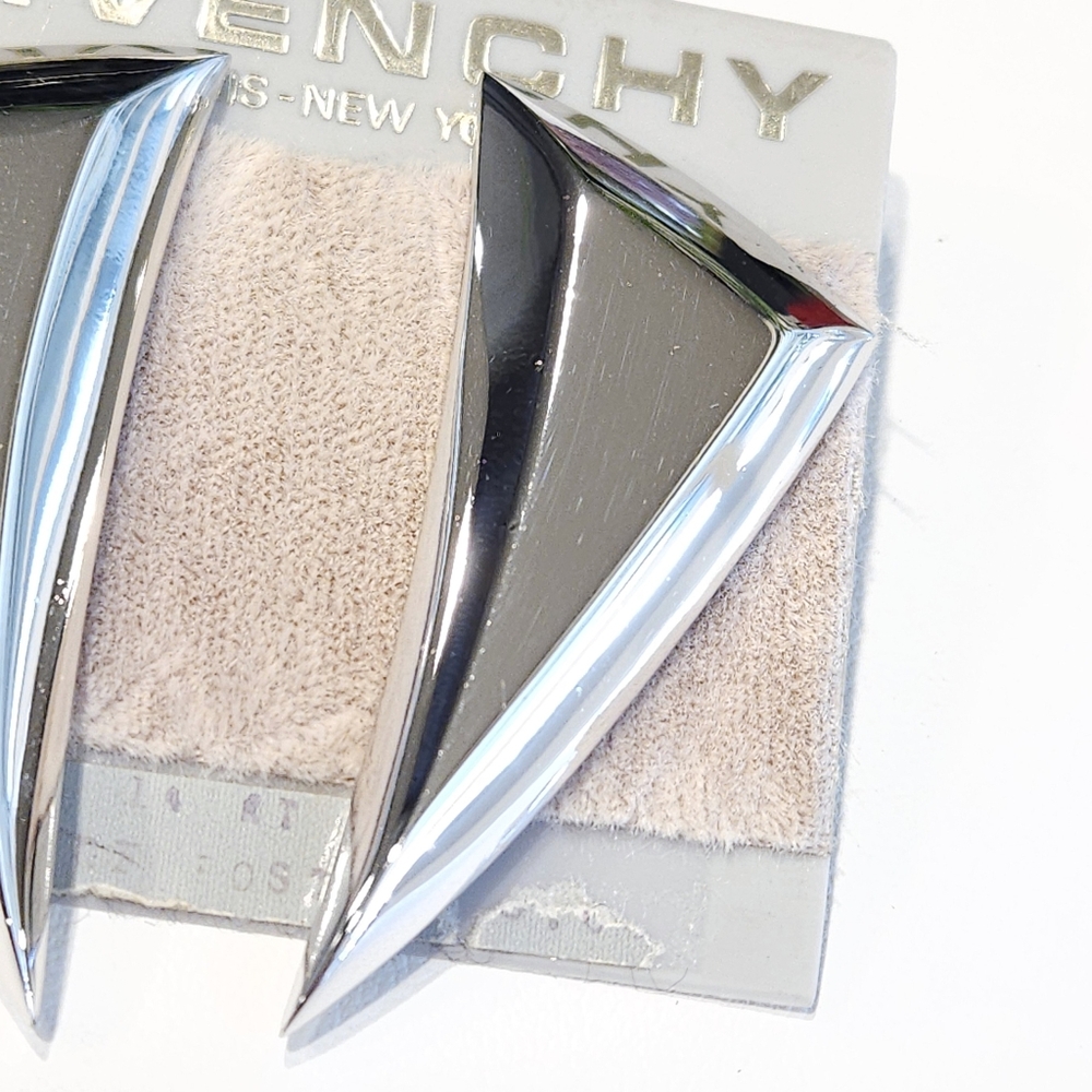 Givenchy Modernist Silver Tone Earrings NWT Vintage 80s Chunky Large Earrings - Picture 7 of 16